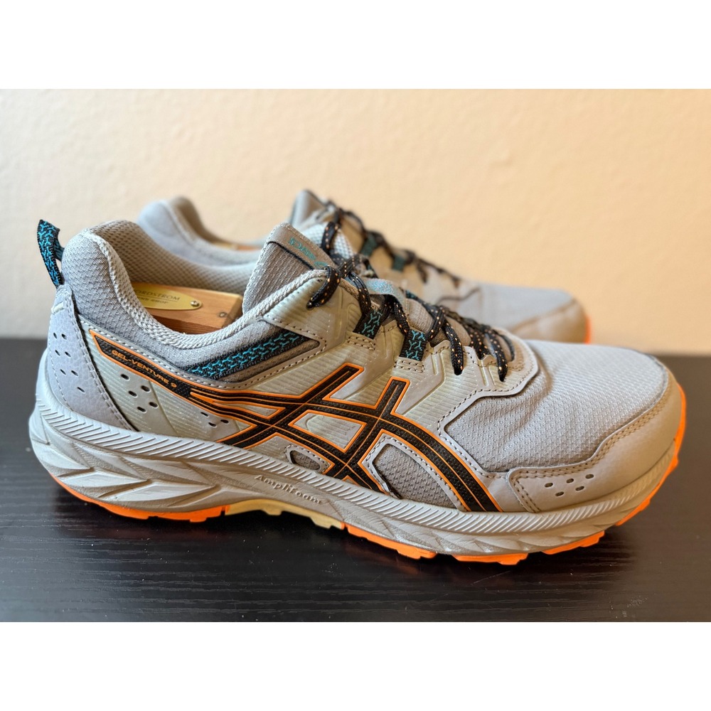 Asics Gel-Venture 9 Mens Size 10.5 Trail Running Shoes Grey Orange 1011B486